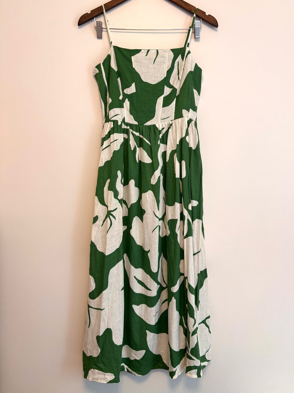 H&M Linen Blend Strappy Tropical Floral Linen Blend Dress - Picture 2 of 6
